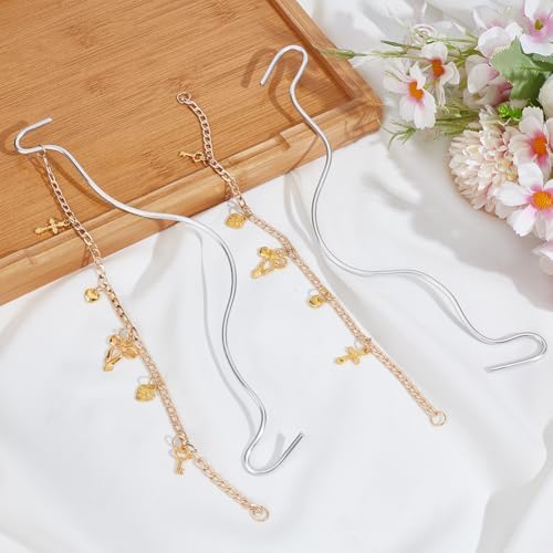 2pcs Car Hanging Ornaments Cute Alloy Bowknot Cross Pendants - Image 4