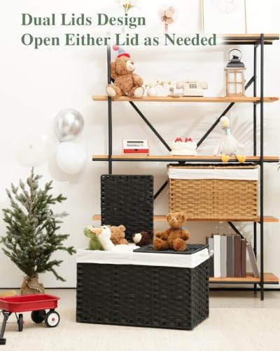 SETVSON Storage Basket with Lid PE Rattan Storage Basket 105L - Image 6