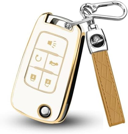 for Chevy Key Fob Cover, Premium Soft TPU Full Protection Key Cover by HEKBRYN