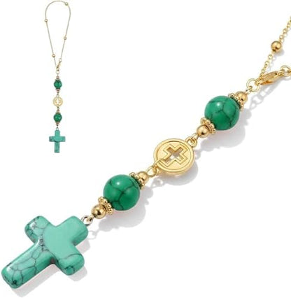 Cross for Car Mirror Hanging, Drive Safe Rear View Mirror Cross Ornament Charm by Heran