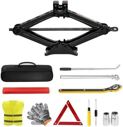 3-Ton Scissor Jack Kit, 6614 lbs Capacity, High Strength Steel, by TechNexus