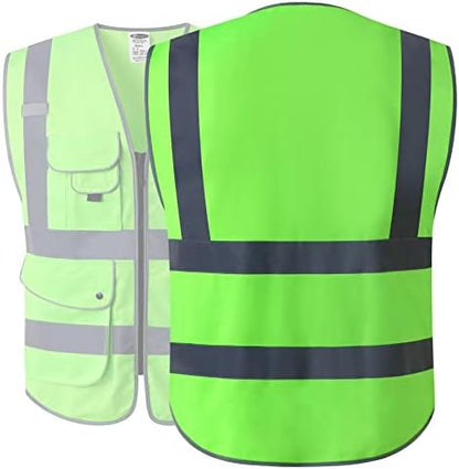 JKSafety Safety Vest for Men Women Reflective Hi Vis JK150 Green M - Image 5