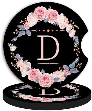 2pcs Letter D Car Coasters, Absorbent Universal neoprener Cup Holder Coasters by Unknown