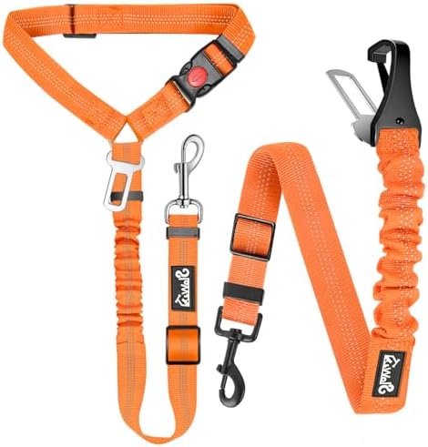 Lukovee Dog Seat Belt, 2 Pack, 3-in-1 Headrest & Seatbelt Clip & Latch by Lukovee