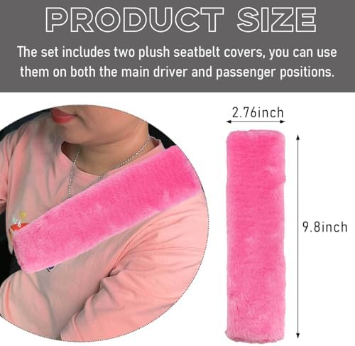 2 PCS Seat Belt Shoulder Pads, Soft Fluffy Plush Seat Belt Shoulder Strap Covers - Image 2