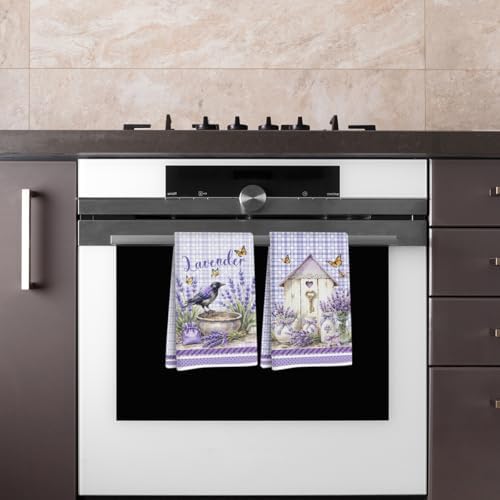 Lovdazzles 2 Pcs Purple Lavender Kitchen Towels Decorative Tea Towel - Image 4