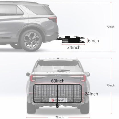 FORWODE 60x24x6 Hitch Carrier for 2 Inch Receiver, 500LB Capacity Hitch Mount - Image 2