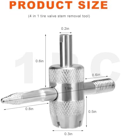 4-Way Valve Core Tool, 4-in-1 Valve Stem Removal Tool Car Tire Repair Wrench - Image 2