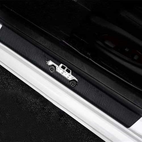 4 Pieces Car Door Sill Protector, Carbon Fiber Threshold Anti-Scratch Sticker - Image 3