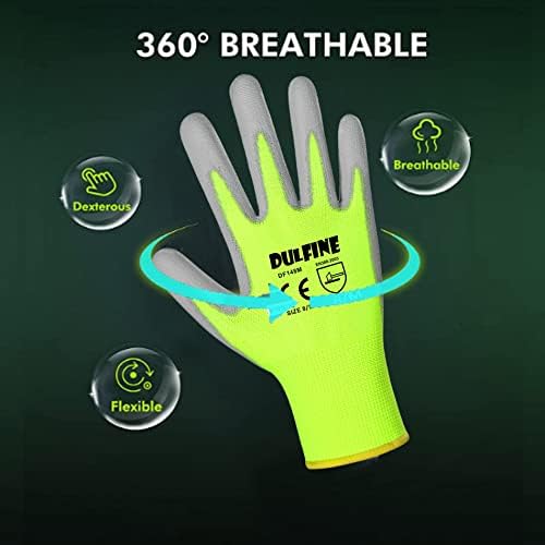 DULFINE Safety Work Gloves for Men 60 Pairs, Ultra-Thin PU Coated Yellow M - Image 2