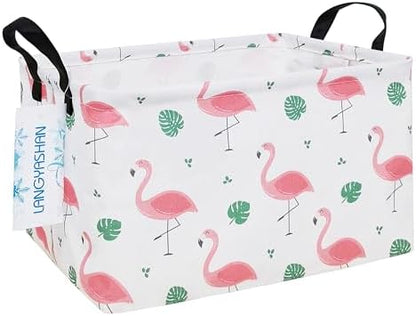 Rectangular Collapsible Leaf Flamingo Storage Basket Nursery Organizer by LANGYASHAN