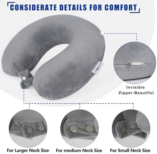 SAIREIDER Travel Pillows for Sleeping Airplane 100% Pure Memory Foam Neck - Image 5