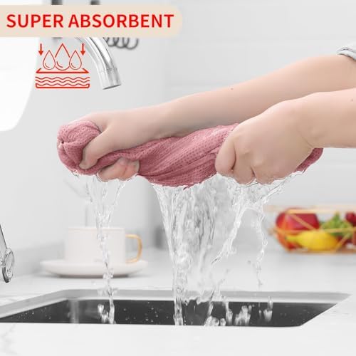 Homaxy 100% Cotton Waffle Weave Kitchen Dish Cloths 24-Pack, Dried Rose - Image 3