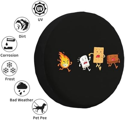 Spare Tire Cover with Marshmallow Campfire Pattern Wheel Covers 17inch - Image 3