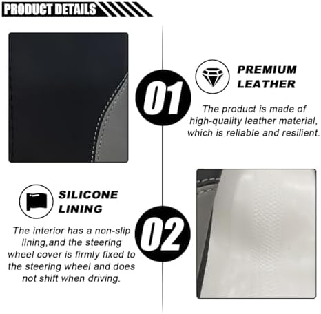 LAINLOY 15" Car Steering Wheel Cover, Microfiber Leather Cover - Image 3