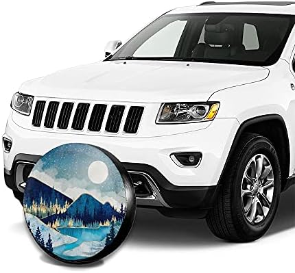 Blue Gold Spare Tire Cover Mountain Tree Star Wheel Cover 15 Inch - Image 4