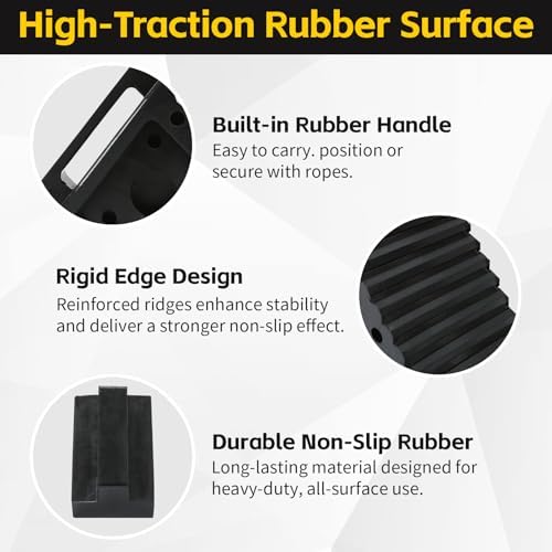 MaxxHaul Solid Rubber Wheel Chock 2-Pack | 8" x 4" x 6" Heavy-Duty Tire Stop | - Image 3
