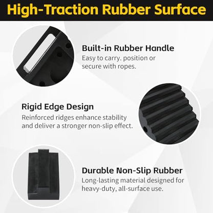 MaxxHaul Solid Rubber Wheel Chock 2-Pack | 8" x 4" x 6" Heavy-Duty Tire Stop | - Image 3