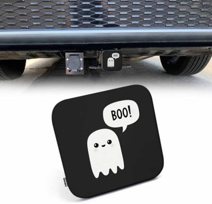 Auto Hitch Cover for Trucks Boo Ghost, Cute Halloween Scary Ghost Boo Bubble by Beabes