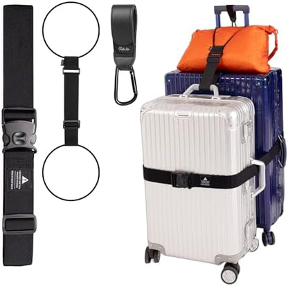 Adjustable Luggage Straps for Suitcases 3 PCS, Heavy Duty Lockable Buckle by PUFFINTRIP