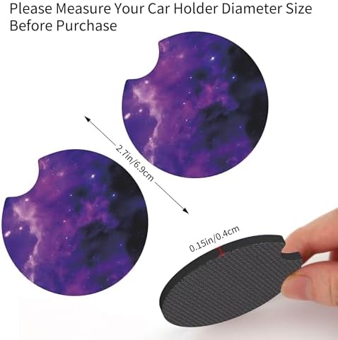 Starry Sky Purple 3Pc car Set: Steering Wheel Cover 15in + 2 Cup Coasters - Image 4