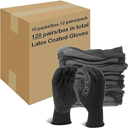 Evridwear Crinkle Latex Rubber Hand Coated Safety Work Gloves by Evridwear