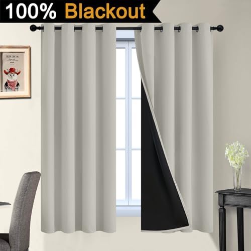 Yakamok Cream Beige 100% Blackout Curtains 63 Inches Long 52" Wide 2 Panels - Image 7