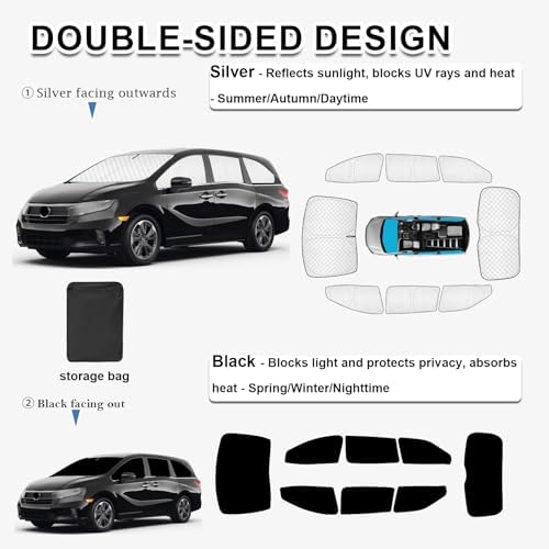 KMF 8pcs Thicken Sun Shades for Honda Odyssey Elite 2018-2024 Accessories - Image 4