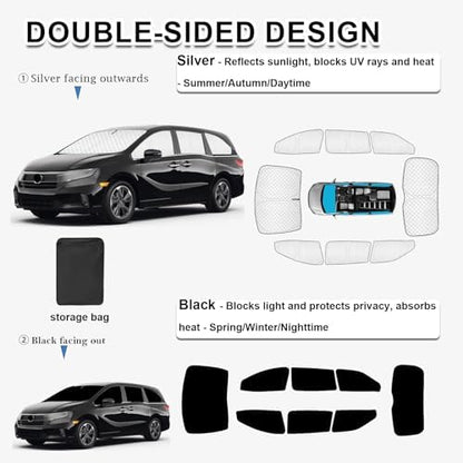 KMF 8pcs Thicken Sun Shades for Honda Odyssey Elite 2018-2024 Accessories - Image 4