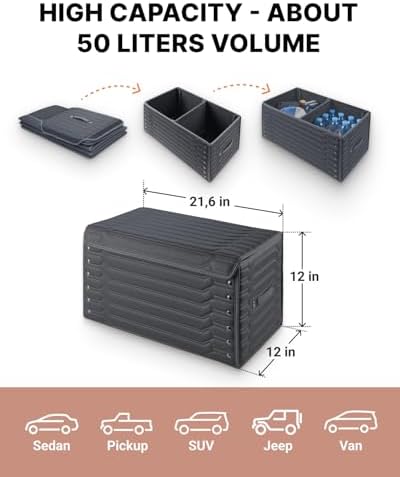 Owleys Trunk Organizer for Car, PU Leather, 21.6in 50L - Image 2