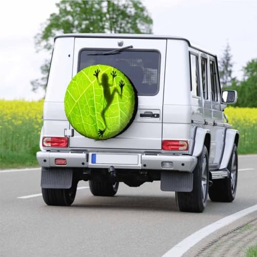 Big Green Leaves Spare Tire Cover Shadow of Frog on Leaf Polyester Universal - Image 5