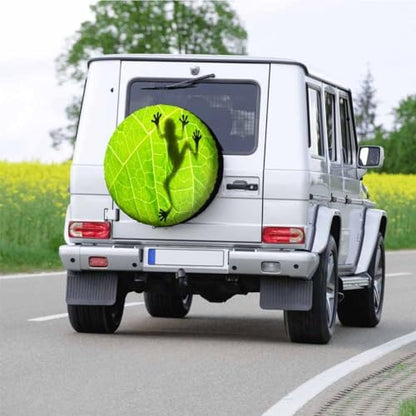 Big Green Leaves Spare Tire Cover Shadow of Frog on Leaf Polyester Universal - Image 5