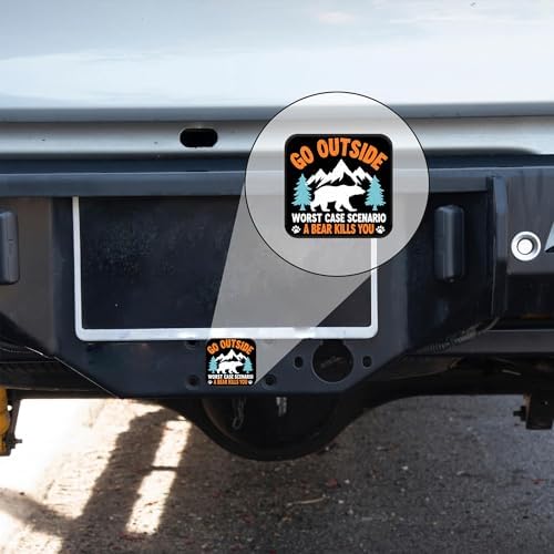 Go Outside Worst Case Scenario Hitch Receiver Cover 2" A Bear Kills You Trailer - Image 6