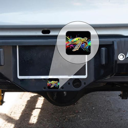 Trailer Hitch Cover Colorful Sea Turtle Square 2 Inch Receiver Tube Plug Cover - Image 6