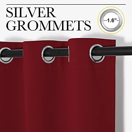 NICETOWN Christmas Burgundy Blackout Curtains, 1 Pair, 34 x 54-in - Image 3