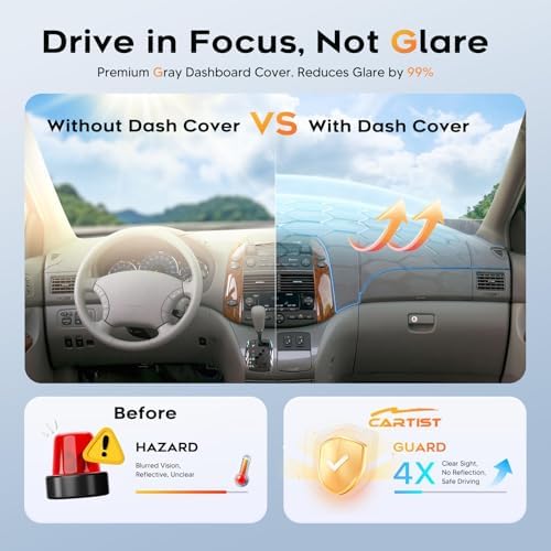 CARTIST Gray Dash Cover for 2004-2010 Toyota Sienna Dashboard Cover Mat - Image 4