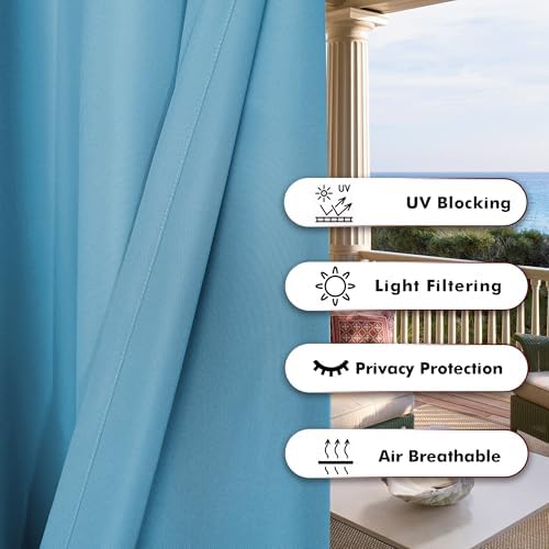 BONZER Outdoor Curtains for Patio Waterproof Thick Privacy Extra Wide - Image 4