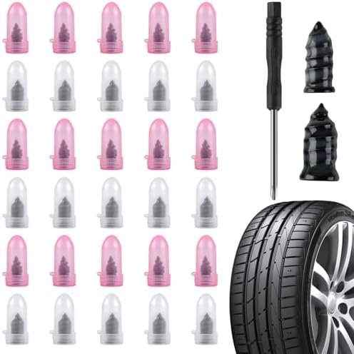 Rindion 30PCS Tire Repair Rubber Nail Kit, Self-Service Tire Repair Screws by Rindion