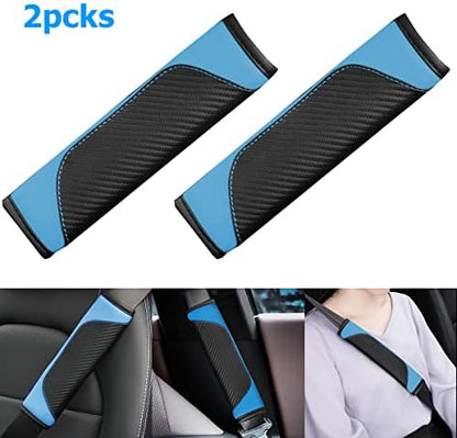 AUCELI 2PCS Carbon Fiber Car Seat Belt Cover, Breathable Leather - Image 3
