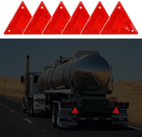 6 Pcs Red Safety Reflector Warning Sign Slow Moving Triangle Sign - Image 3