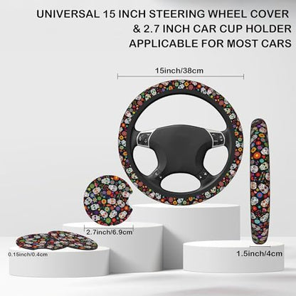 Day of The Dead Sugar Skull Steering Wheel Cover - Image 2