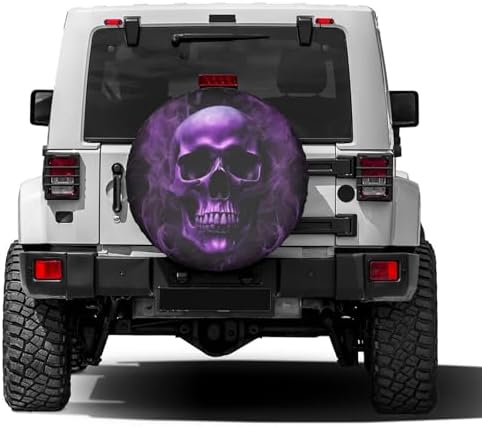 Purple Skull Printed Spare Tire Cover Dust-Proof Wheel Tire Cover Fit Trailer - Image 2