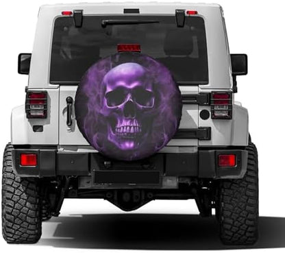 Purple Skull Printed Spare Tire Cover Dust-Proof Wheel Tire Cover Fit Trailer - Image 2