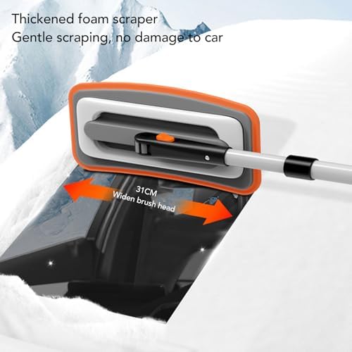 Tissting Snow Broom Ice Scraper, No-Scratch Foam Brush 31x15x 90cm Telescoping - Image 2