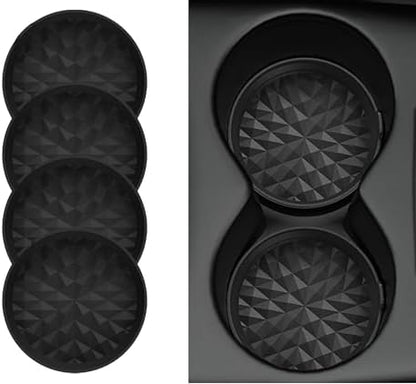 Silicone Car Coasters Set of 4, 3.15" Foldable Cup Holder Mats by Wingcases