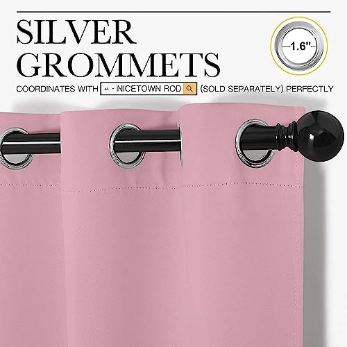 NICETOWN Bedroom Curtain Panels, 1 Pair, 34 by 45-inch, Crystal Pink - Image 3