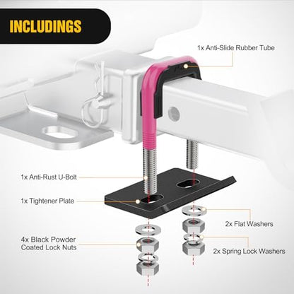 Nilight Trailer Hitch Tightener Anti-Rattle Hot Pink U-Bolt - Image 3