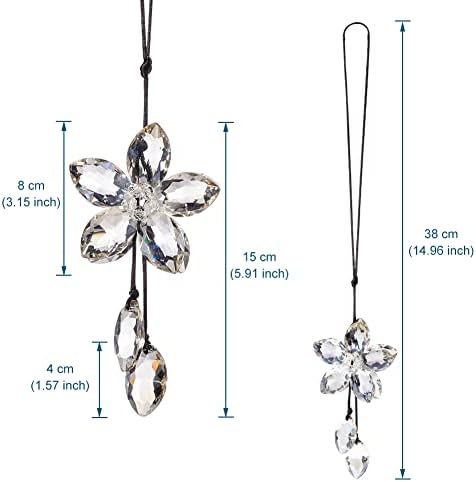AuMoHall Crystal Flower Rear View Mirror Pendant Hanging Ornament Lucky Car - Image 2
