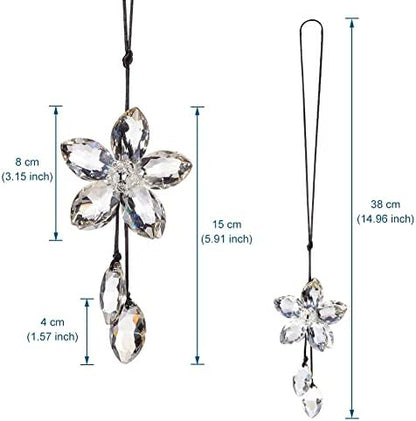 AuMoHall Crystal Flower Rear View Mirror Pendant Hanging Ornament Lucky Car - Image 2