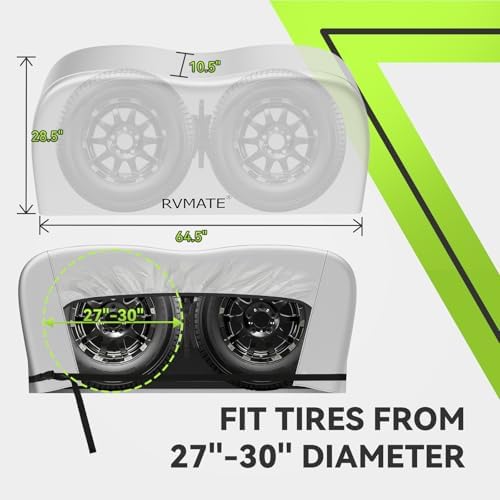 RVMATE RV Tire Covers, Dual Axle Wheel Cover Fits 27"-30" Dia. Tires, 2 Pack - Image 3